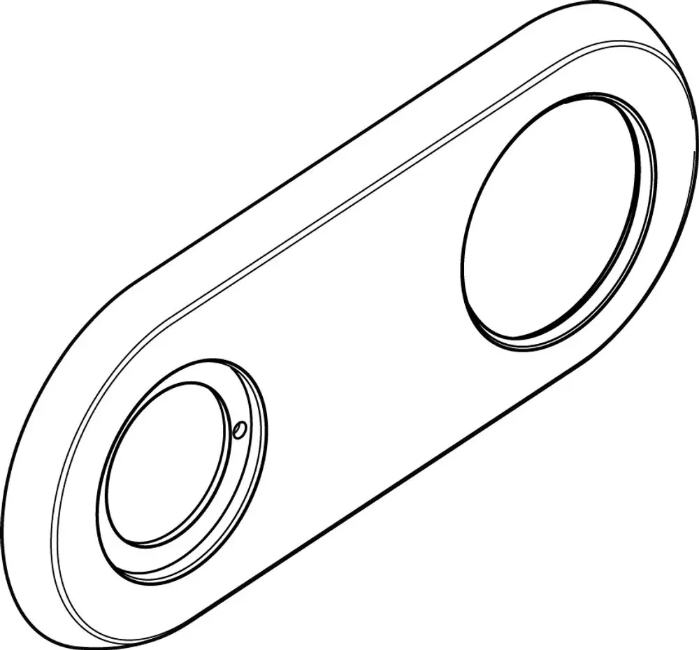 Ideal Standard Rosette mit zwei runden Öffnungen und einem flachen, ovalen Design, geeignet für UP-Wandanwendungen.